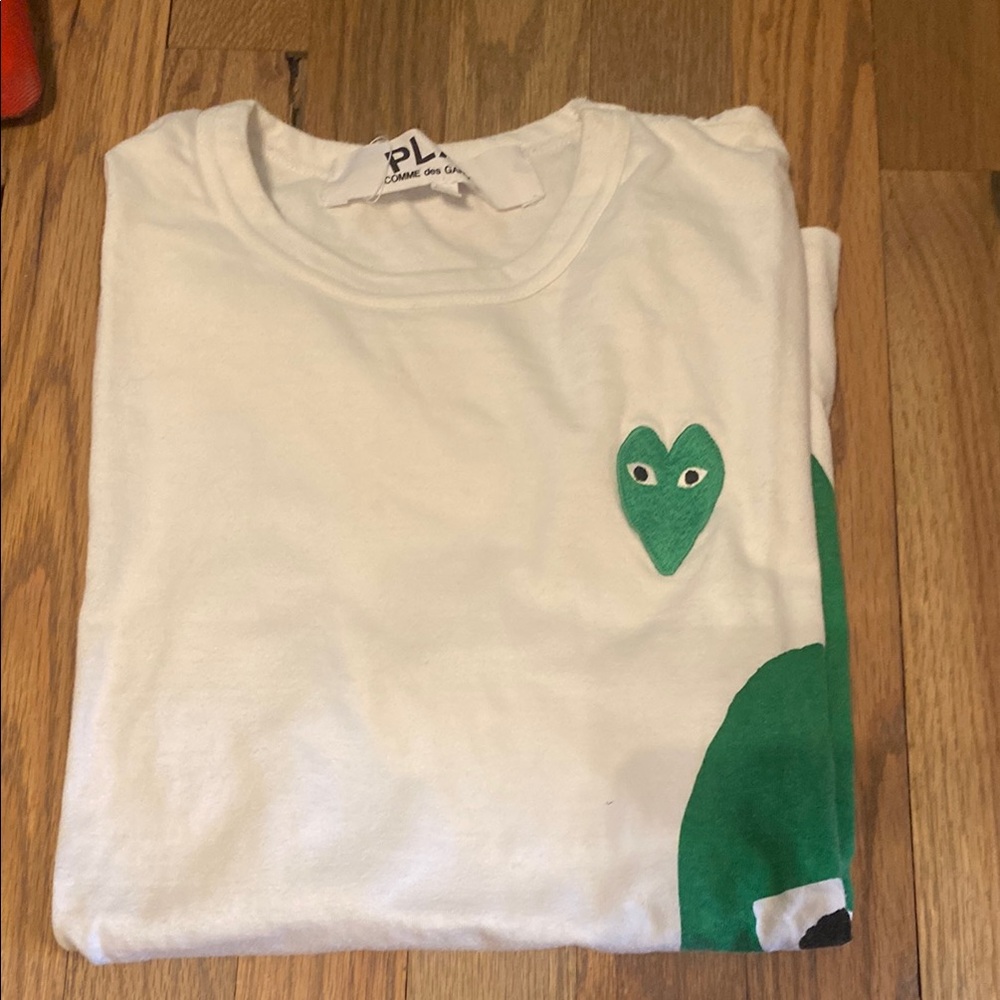 Comme des Garcons PLAY White Tee with Green Heart